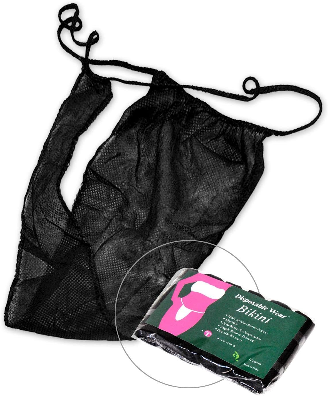 Bikini Soluble Noir Femme - 2 Pièces, Triangle - Se Dissout Après 3 Min Dans L'eau - Blague, Pool Party