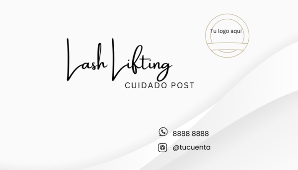 Tarjeta personalizable Cuidado Posterior del Lifting de Pestañas