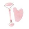 Kit rodillo + gua sha cuarzo rosa