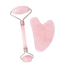 Kit rodillo + gua sha cuarzo rosa