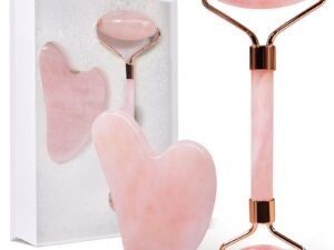 Kit rodillo + gua sha cuarzo rosa