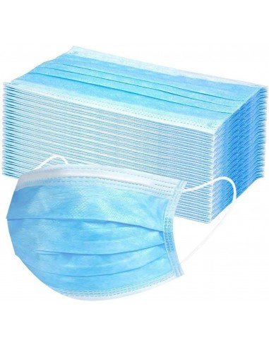 Cubrebocas celeste desechable. Caja 50 unds