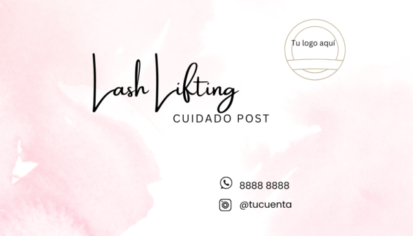 Tarjeta personalizable Cuidado Posterior del Lifting de Pestañas