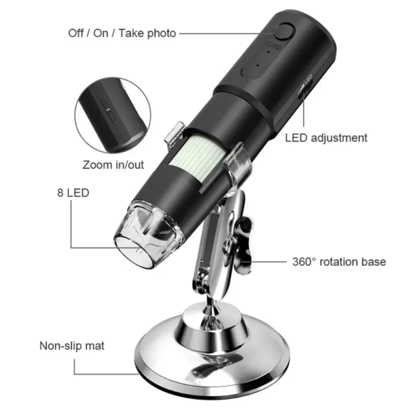 MICROSCOPIO digital portatil WiFi HD 50X–1000X