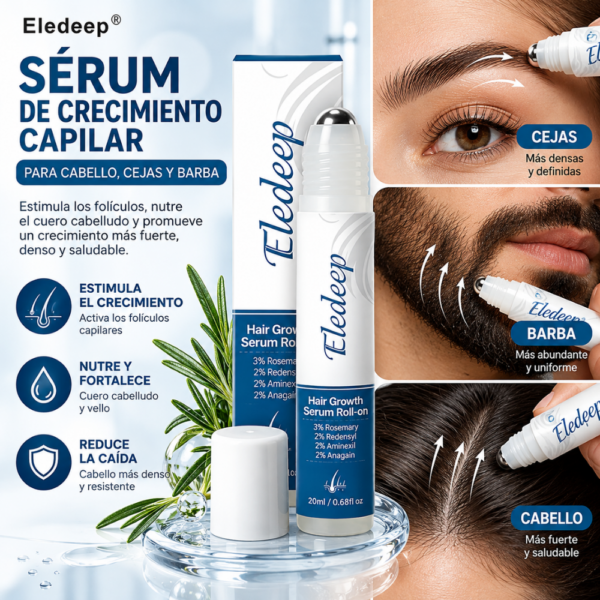 Sérum de Romero para Crecimiento de Cejas, Barba y Cabello – Roll On 30 ml