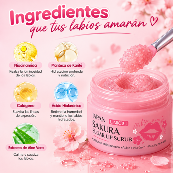 Exfoliante Labial Sakura con Azúcar – 18 g